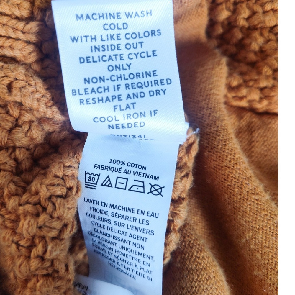 LL Bean Signature Sweater Medium Fisherman Cable Knit Cowl Funnel Neck Pocket - Picture 7 of 7